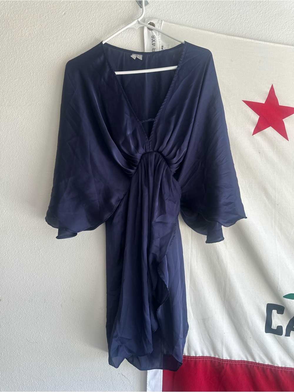 ASOS Navy Draped Knot-Front Kaftan Slip